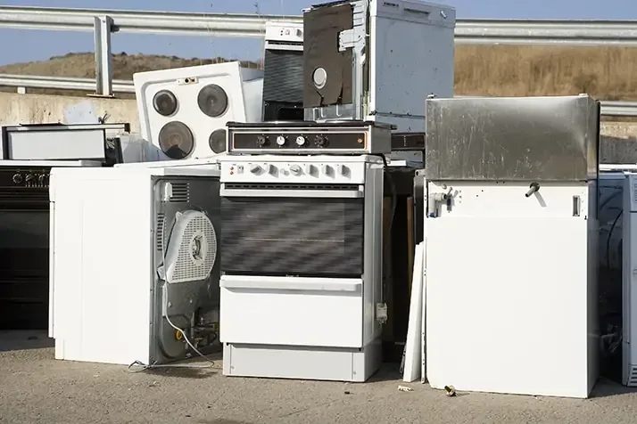 Bin Bandits crew carrying a refrigerator and washing machine