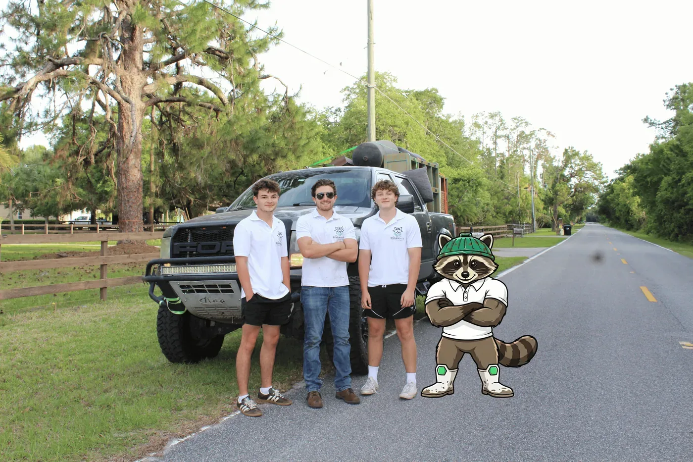 Full Bin Bandits team photo in front of their trucks